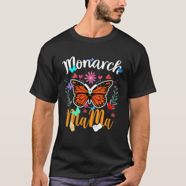 Camiseta for Mom from Daughter Monarch Mama Floral Graphic (Frente)
