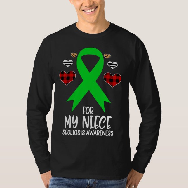 Camiseta For My Niece Scoliosis Awareness Ribbon Leopard Bu (Frente)