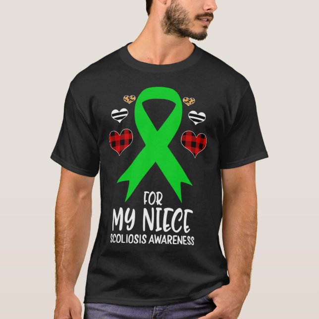 Camiseta For My Niece Scoliosis Awareness Ribbon Leopard Bu (Frente)