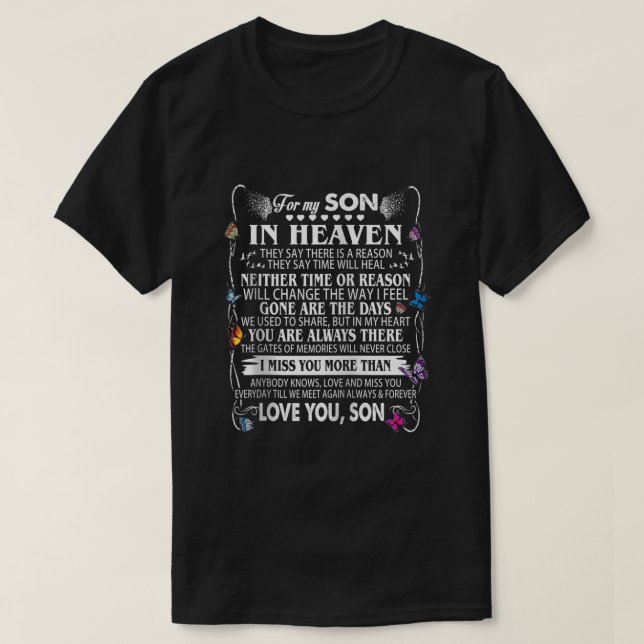 Camiseta For My Son In Heaven Parents Love and Miss Their S (Frente do Design)