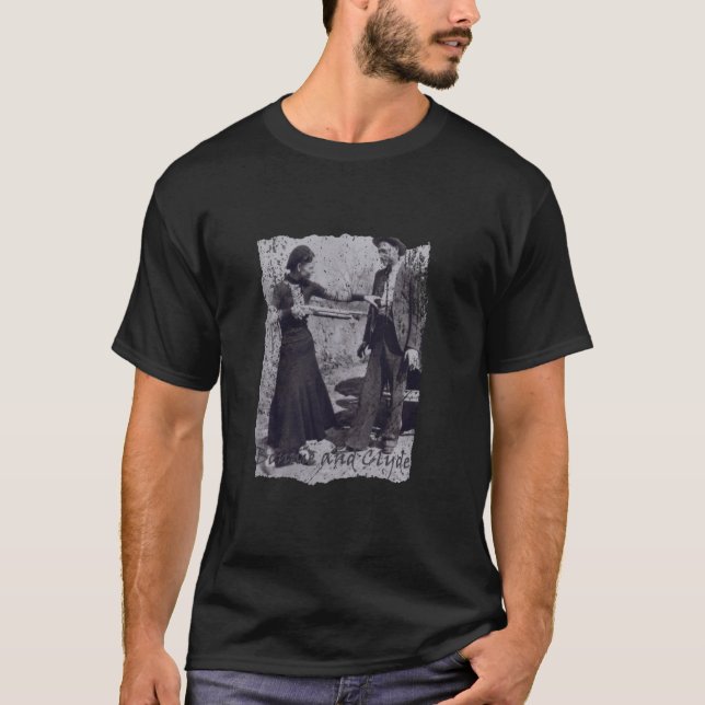 Camiseta Fora da lei, Bonnie Parker e Clyde Barrow (Frente)