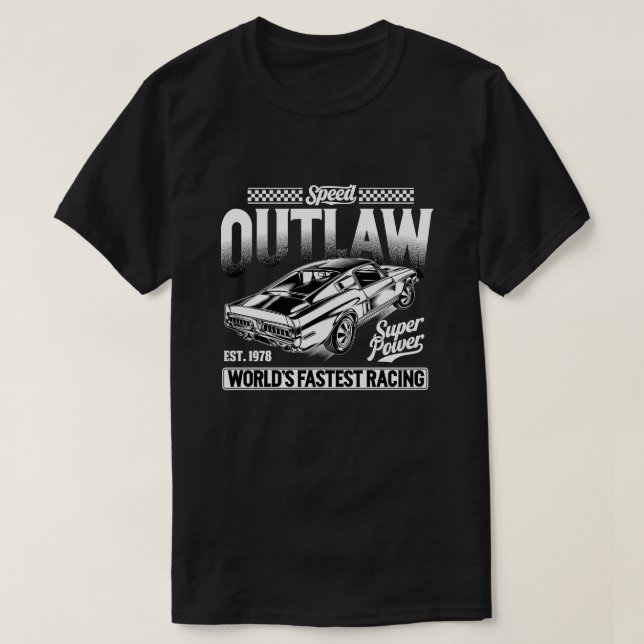 Camiseta Fora da Lei da Velocidade de Carro Clássico (Frente do Design)