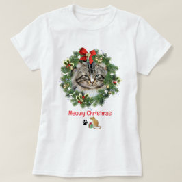 Camiseta Fora de Foto de Gato de Natal bonito