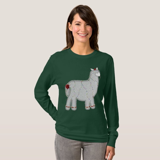 Camiseta Fora de Natal Alpaca Feliz Navidad (Frente Completa)