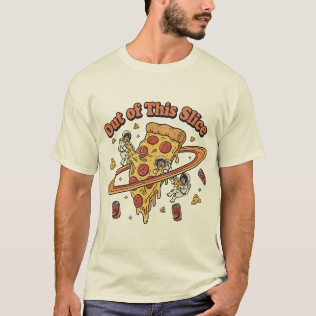 Camiseta Fora desta arte de pizza fatia (Frente)