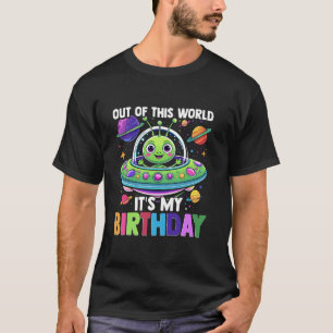 Camiseta Fora deste Mundo É Meu Aniversário Alien UFO Fofo