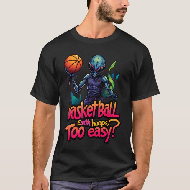 Camiseta Fora deste mundo: Superstar de Basquete de Alieníg (Frente)