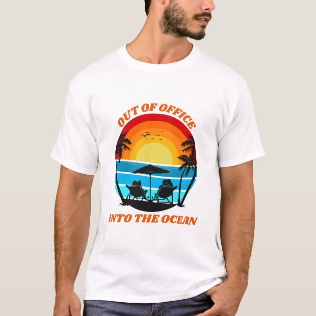 Camiseta Fora Do Escritório No Oceano Tropical (Frente)