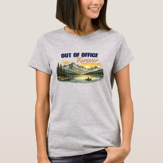 Camiseta Fora do Escritório para Sempre Pesca Montanha Desi