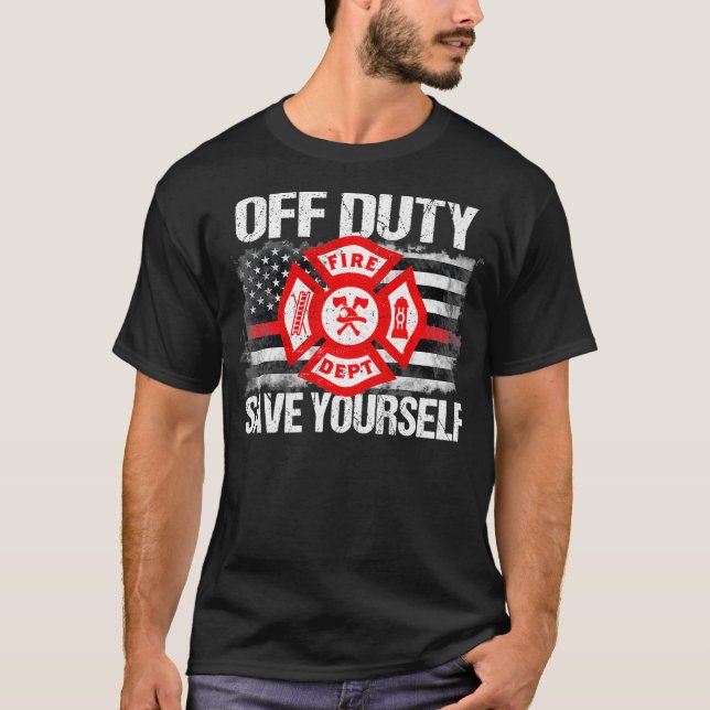 Camiseta Fora do serviço Salve-se da família de bombeiros (Frente)