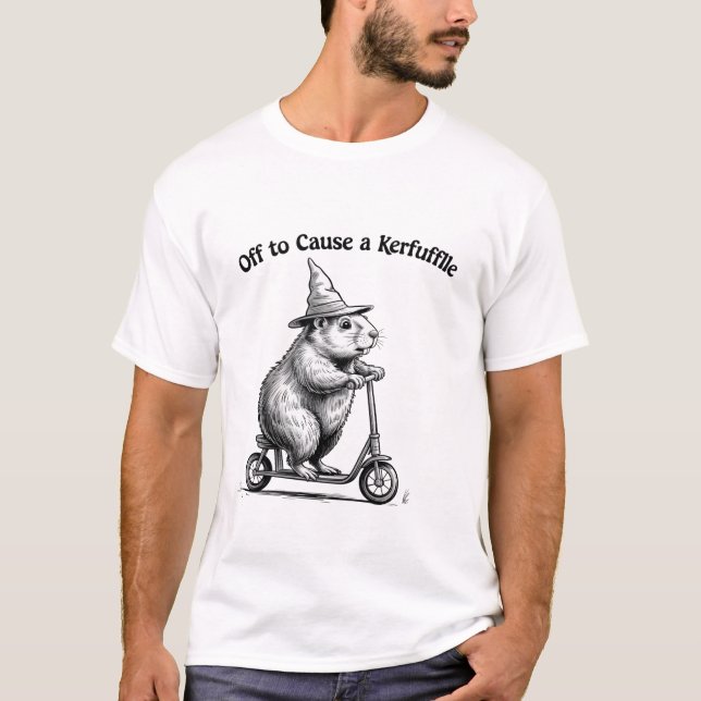 Camiseta Fora Para Causar Uma Confusão Piada De Esquilo Sco (Frente)