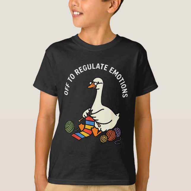 Camiseta Fora para regular emoções ganso fofo de tricô ment (Frente)