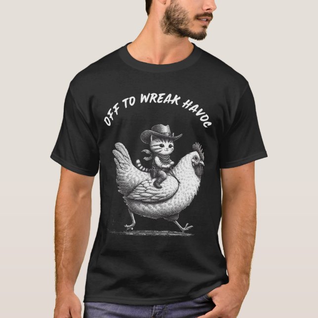Camiseta Fora Para Wreak Havoc: Cowboy De Gato Engraçado (Frente)