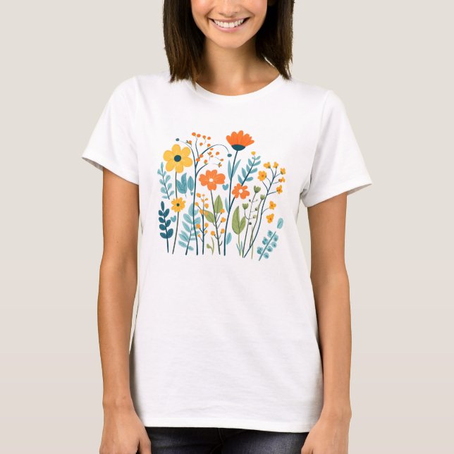 Camiseta Foral de T-shirt impressa para raparigas para mulh (Frente)