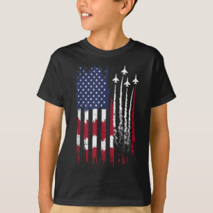 Camiseta Força Aérea Americana Bandeira Patriótica Vermelha