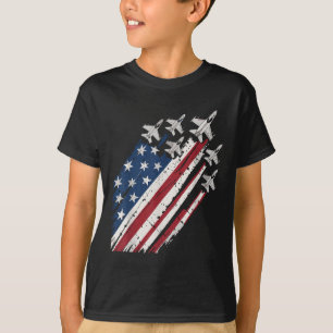 Camiseta Força Aérea Americana Bandeira Patriótica Vermelha