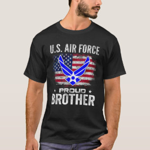 Camiseta Força Aérea Americana Irmão Orgulhoso Com Bandeira