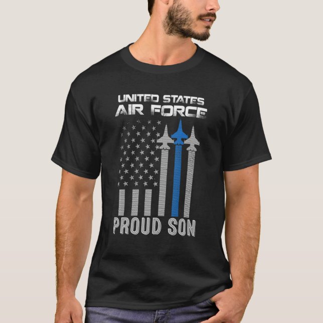 Camiseta Força Aérea Americana Orgulhosa Filho Orgulhoso da (Frente)