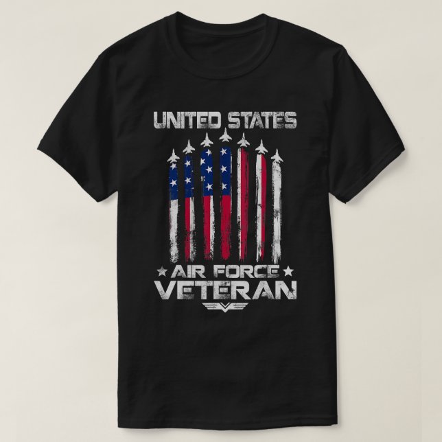Camiseta Força Aérea Americana Veteranos 4 de julho t shirt (Frente do Design)