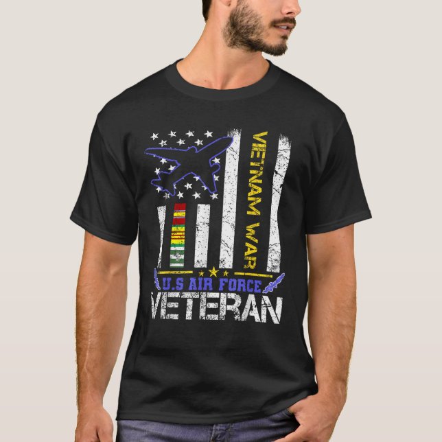 Camiseta Força Aérea Americana Vietnã Veterano Militar Vete (Frente)