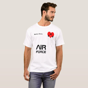 Camiseta Força Aérea, Coração Vermelho, pessoal engraçado