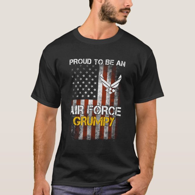 Camiseta Força Aérea Ordenada e Engraçada Bandeira American (Frente)