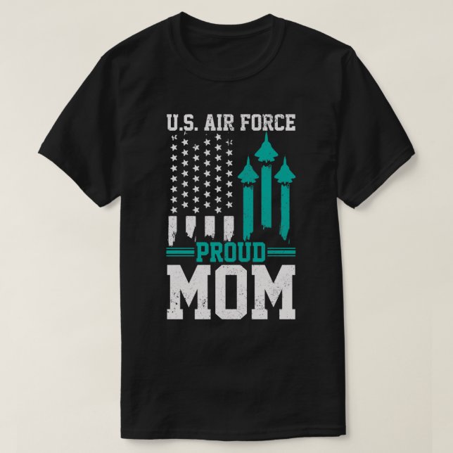 Camiseta Força Aérea Ororgulhosa Mãe USAF U (Frente do Design)