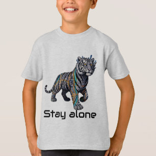 Camiseta Força Cibernética de Tigre Fique Sozinho Gráfico