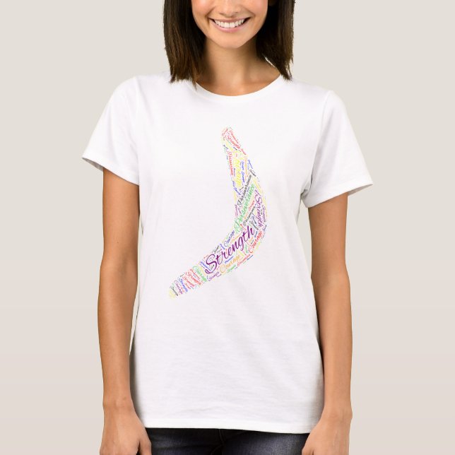 Camiseta Força de Boomerang, Coragem, Perseverança (Frente)