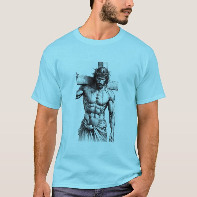 Camiseta Força de Crucificação - Jesus Carregando a Cruz (Frente)