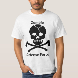 Camiseta Força de defesa do zombi: Crânios & machados