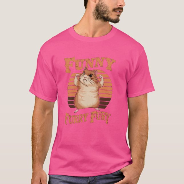 Camiseta Força de Hamster Forte com Fury Engraçado (Frente)