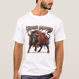 Camiseta Força Desencadeada Touro de Carga Design Gráfico