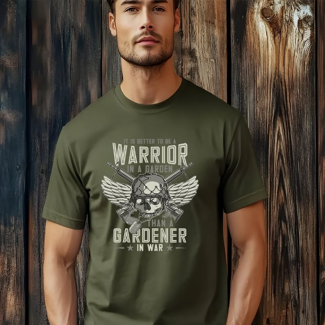 Camiseta Força Encontra Serenidade: Guerreiro Em Jardim (Criador carregado)