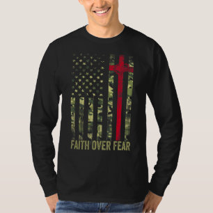 Camiseta Força Faith Christian Cross American Flag