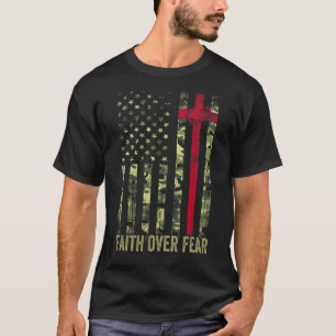Camiseta Força Faith Christian Cross American Flag