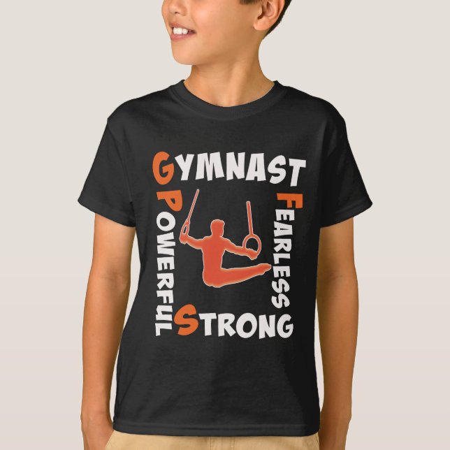 Camiseta Força impressionante do poder do Gymnast do menino (Frente)