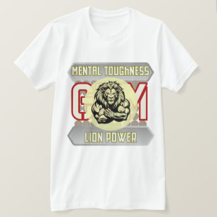 Camiseta Força Mental Leão Poder Fisiculturismo Academia