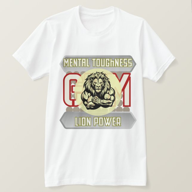 Camiseta Força Mental Leão Poder Fisiculturismo Academia  (Frente do Design)