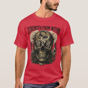 Camiseta Força Por Dentro - Caveira Gótica e Tatuagem de Se