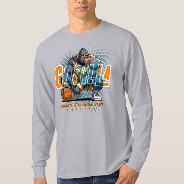 Camiseta Força Primária do Basquete | Homens de Longa Folga (Frente)