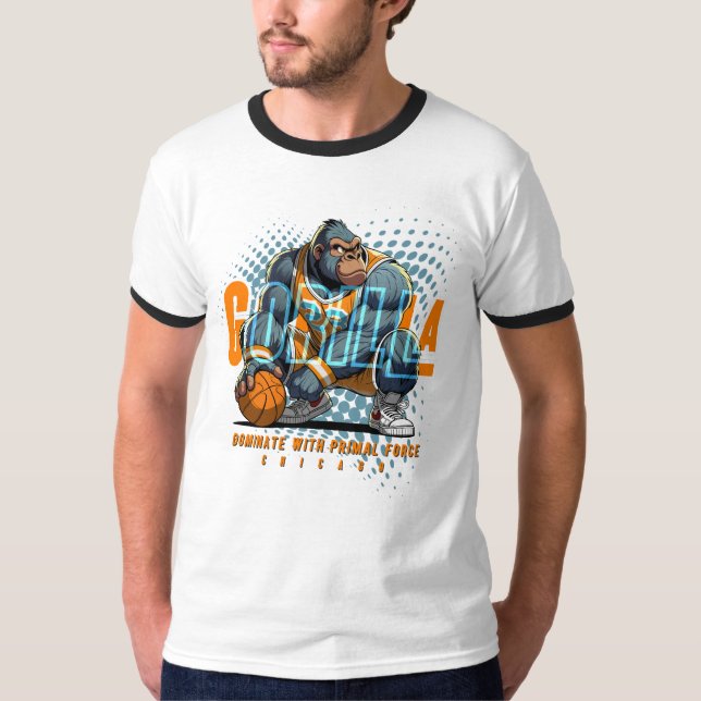 Camiseta Força Primária do Basquete | Men Ringer (Frente)