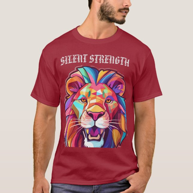 Camiseta Força silenciosa - Tee de leão mínimo (Frente)