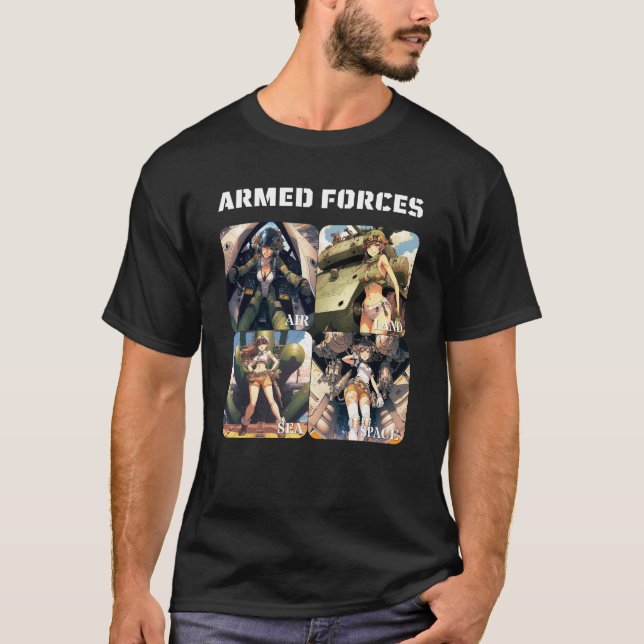 Camiseta Forças Armadas - Terra, mar, ar, espaço - Rapariga (Frente)
