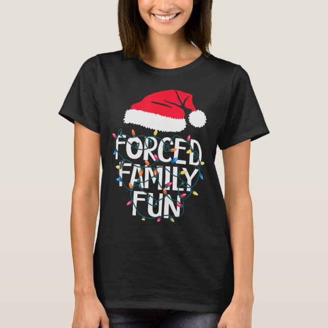 Camiseta Forced Family Fun Sarcastic Christmas Funny Men Wo (Frente)