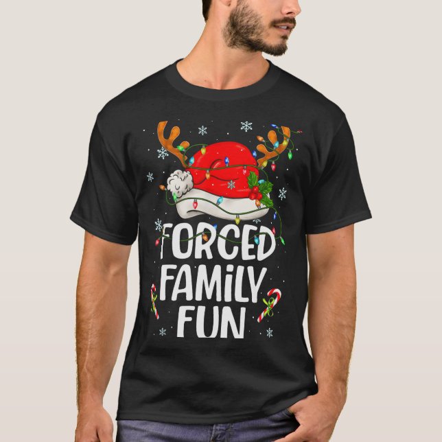 Camiseta Forced Family Fun Sarcastic Christmas Funny Men Wo (Frente)
