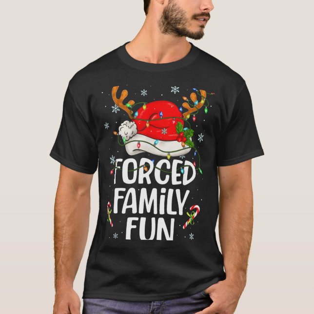 Camiseta Forced Family Fun Sarcastic Christmas Funny Men Wo (Frente)