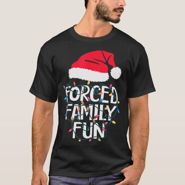 Camiseta Forced Family Fun Sarcastic Christmas Funny Men Wo (Frente)