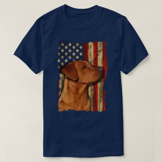 Camiseta Fored Labrador Retriever US Flag Fo Red Labrador D (Frente do Design)