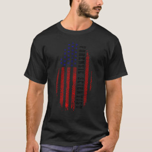 Camiseta Forense Scientist Fingerprint EUA Flag Forensic Sc
